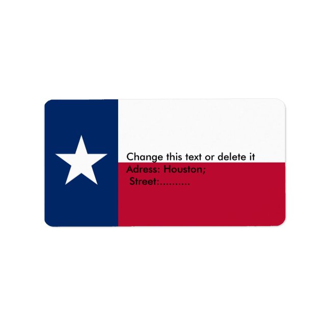 Etiqueta Personalizada com Sinalizador do Texas, E (Frente)