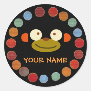 Etiqueta personalizada da cara do macaco