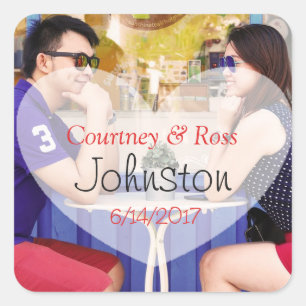 Etiqueta personalizada da foto com imagem do casal