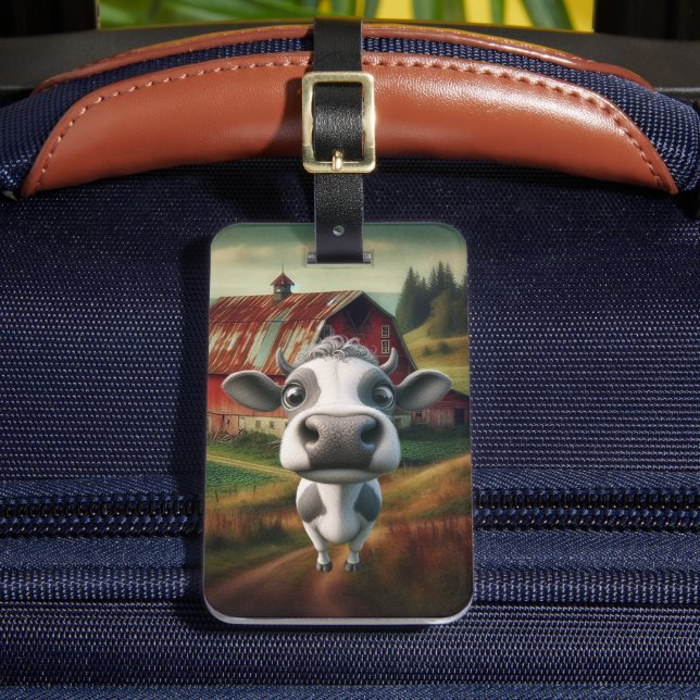 Etiqueta Personalizada de Bagagem Vaca Curiosa & C (Frente Insitu 2)