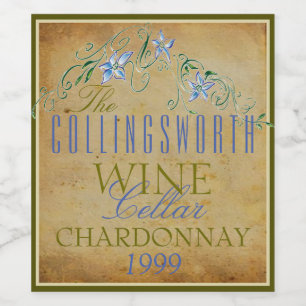 Etiqueta personalizada flores da garrafa de vinho