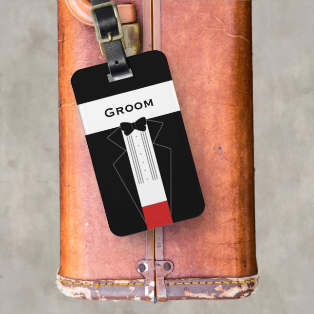 Etiqueta Personalizada para Bagagem de Noivo Despe (For your Groom to zoom off on a hip trip before his honeymoon. Treat him to this!)