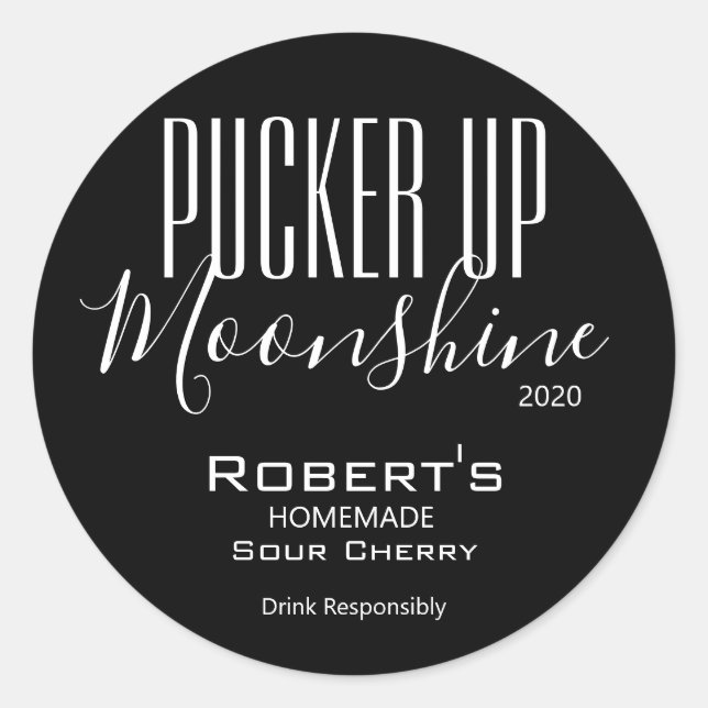 Etiqueta personalizada "Pucker Up Moonshine" (Frente)