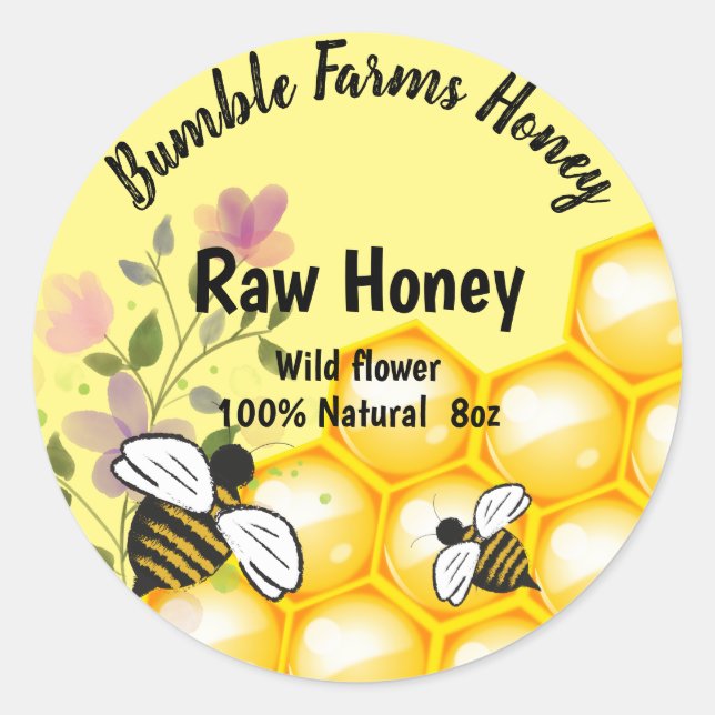 Etiqueta personalizada RAW HONEY (Frente)