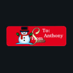 Etiqueta Personalizado Do Papai noel Snowman Red Christmas<br><div class="desc">Às vezes temos que ser o ajudante físico para Papais noeis! Os autocolantes personalizados dos Papais noeis facilitarão isso! Não diga isso...  Prove-o com uma marca visual nos presentes dos seus filhos do próprio Papai noel! Certamente a melhor mãe já se mexeu! Feliz Natal!</div>