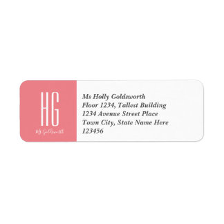 Etiqueta Personalizado Rosa Coral Monogramado
