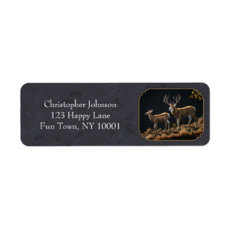 Etiqueta Personalizar Cinza de Mule Deer Buck e Doe