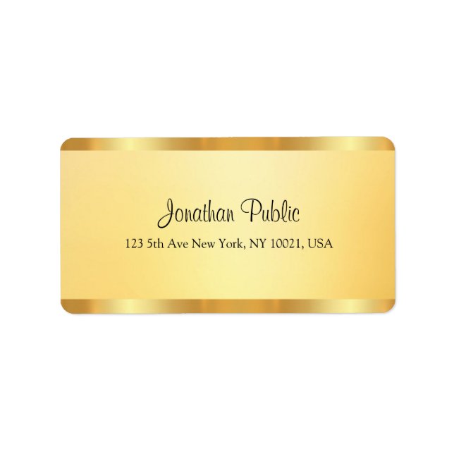 Etiqueta Personalizar Faux Dourado Nome do Script de Caligr (Frente)