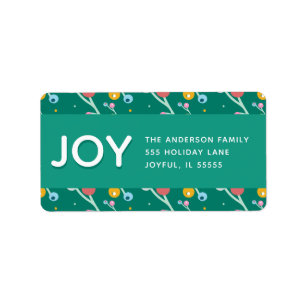 Etiqueta Personalizar Joy Holiday Berries Endereço Moderno