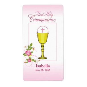 Etiqueta Personalizar Menina Nome Rosa Primeira Comunhão S