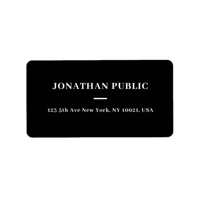 Etiqueta Personalizar Modelo Simples Preto e Branco Endereç (Frente)