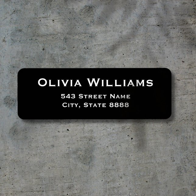 Etiqueta Personalizar Texto Branco Simples em Preto Elegant (Criador carregado)