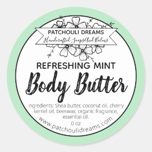Etiqueta Personalizável da Mint Body Butters