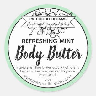 Etiqueta Personalizável da Mint Body Butters