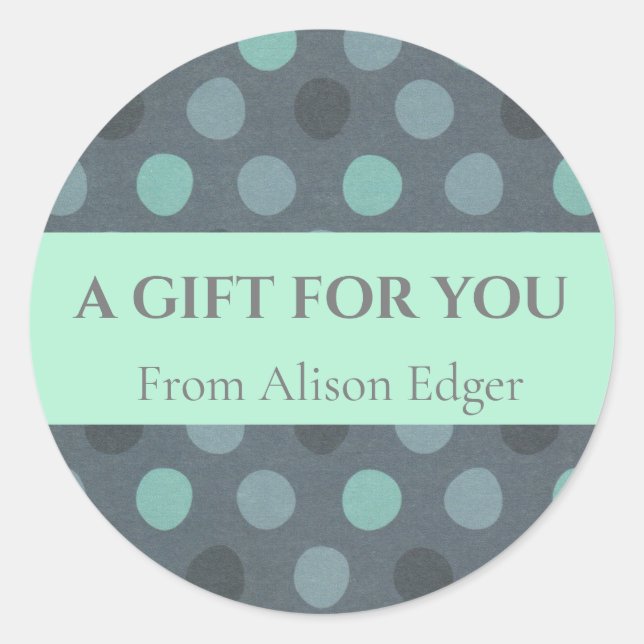 Etiqueta Personalizável Turquesa Pontos de Bolinha (Frente)