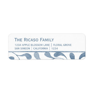 Etiqueta Personalized Blue And White Leaf