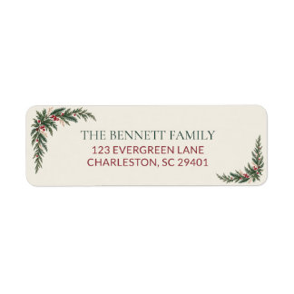 Etiqueta Personalized Evergreen Christmas Address Label