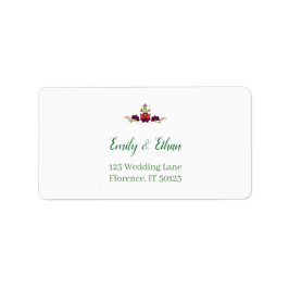 Etiqueta Personalized Folk Floral Wedding Greenery Design