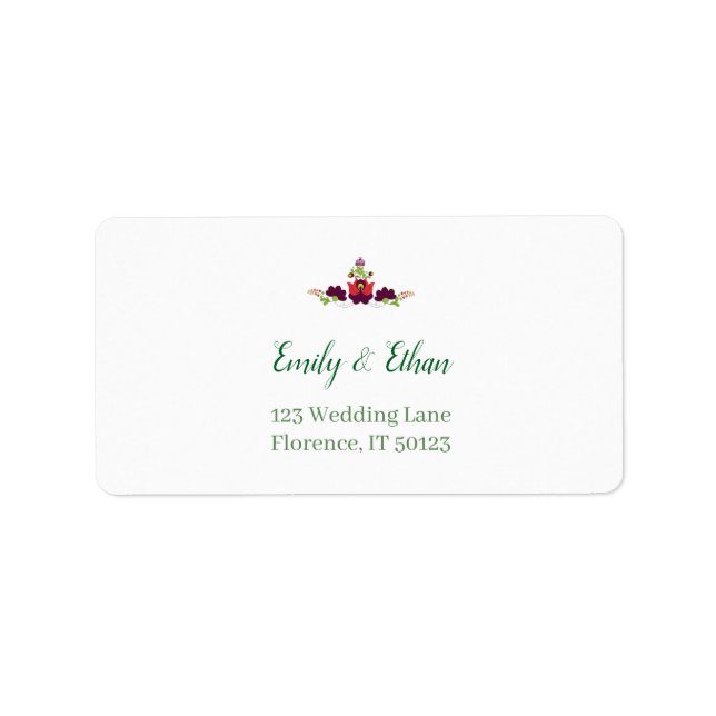 Etiqueta Personalized Folk Floral Wedding Greenery Design (Frente)