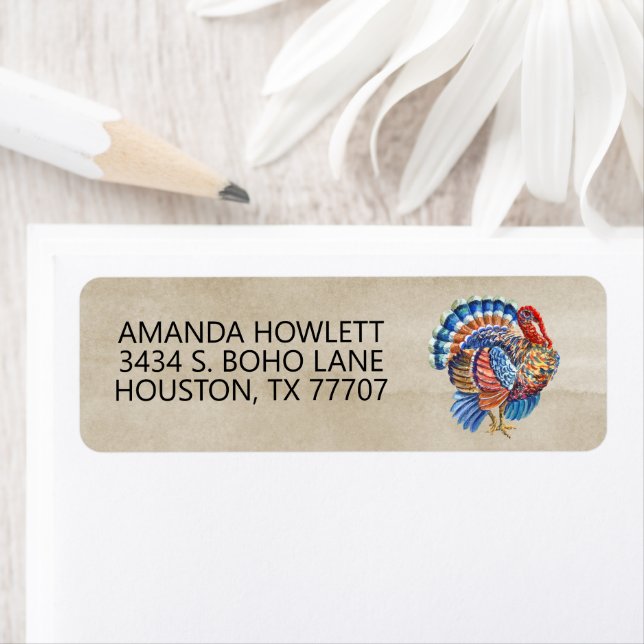 Etiqueta Peru de Ação de Graças Aquarela Outono (Insitu)