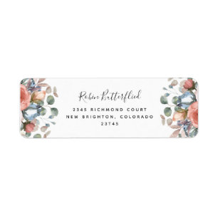 Etiqueta Pêssego Floral Feliz, Endereço de Devolução Az