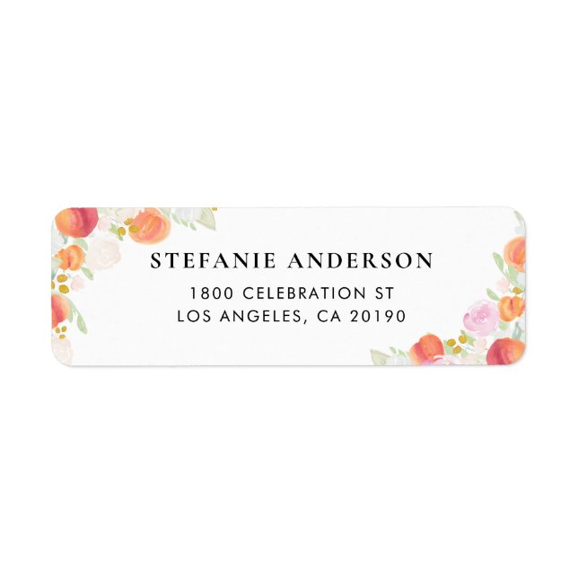 Etiqueta Pêssegos e Flores de Aquarelas Personalizados (Frente)