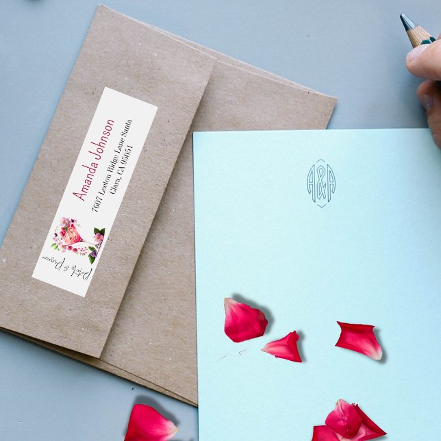 Etiqueta Pétalas e Prosecco Rosa Flores Bridal Shower  (Criador carregado)