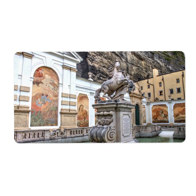 Etiqueta Pferdeschwemme Salzburg Áustria (Frente)