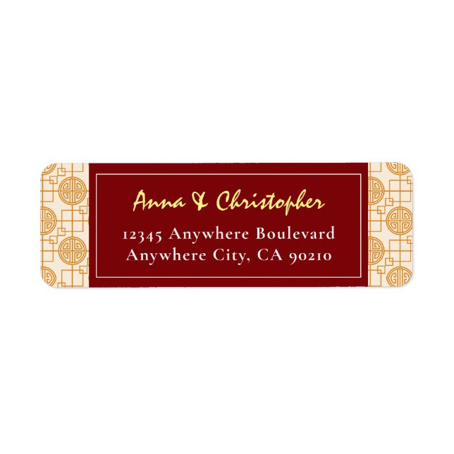 Etiqueta Pharanakan auspicioso do casamento chinês tradicio (Frente)