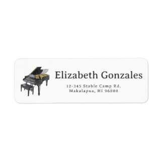 Etiqueta Piano de Cauda Ilustração Elegante em Aquarela
