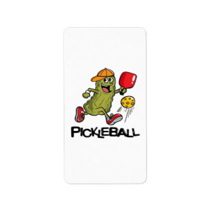 Etiqueta Picles Engraçados Jogando Pickleball 