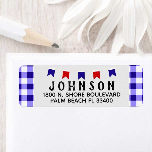 Etiqueta Picnic & Banner | Verão de Tablecloth Azul (Insitu)