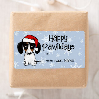 Etiqueta Piebald Dachshund Cute Dog Christmas Para Gift