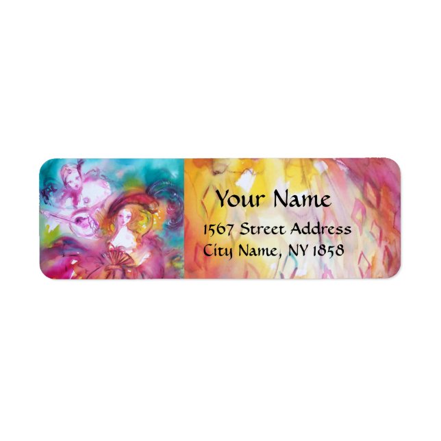 Etiqueta PIERROT E ARLECCHINA - Máscaras Mascarada Venezian (Frente)