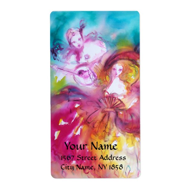 Etiqueta PIERROT E ARLECCHINA - Máscaras Mascarada Venezian (Frente)