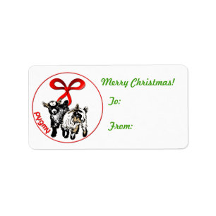 Etiqueta Pigmy Kids Goat Christmas Gift Tag Sticker