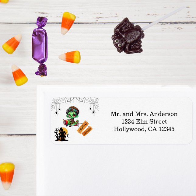 Etiqueta Piloto de avião Zombie Whimbie para crianças Hallo (Criador carregado)