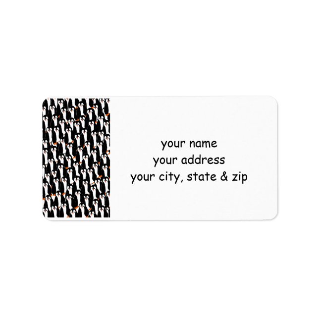 Etiqueta Pilotos engraçados de pinguins (Frente)