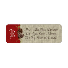 Etiqueta Pine Cones e Burlap Red