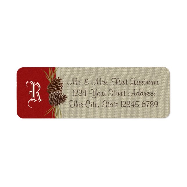 Etiqueta Pine Cones e Burlap Red (Frente)