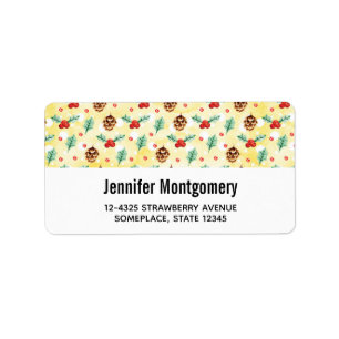 Etiqueta Pine Cones e Holly Natal Patterno