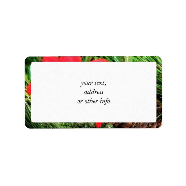 Etiqueta Pine de Natal Cone & Poinsettia (Frente)