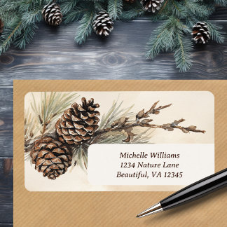 Etiqueta Pinecones Rustic | Pine Cone Woodland Endereço