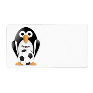 Etiqueta Pinguim com uma bola de futebol