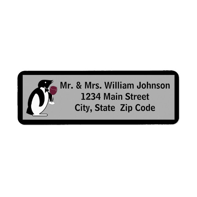 Etiqueta Pinguim Com Vidro De Vinho (Frente)