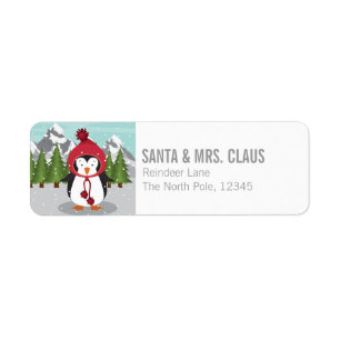 Etiqueta Pinguim do Feliz Natal