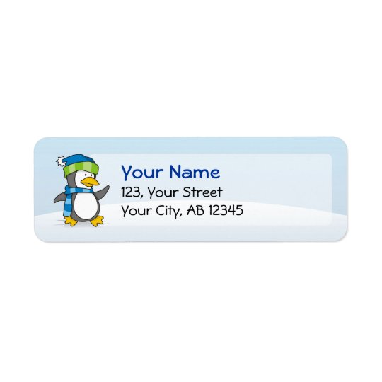 Etiqueta Pinguim pequeno que anda na neve