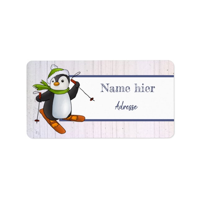 Etiqueta Pinguin mit Ski (Frente)