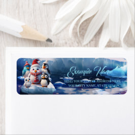 Etiqueta Pinguins bonitos estilo cartoon