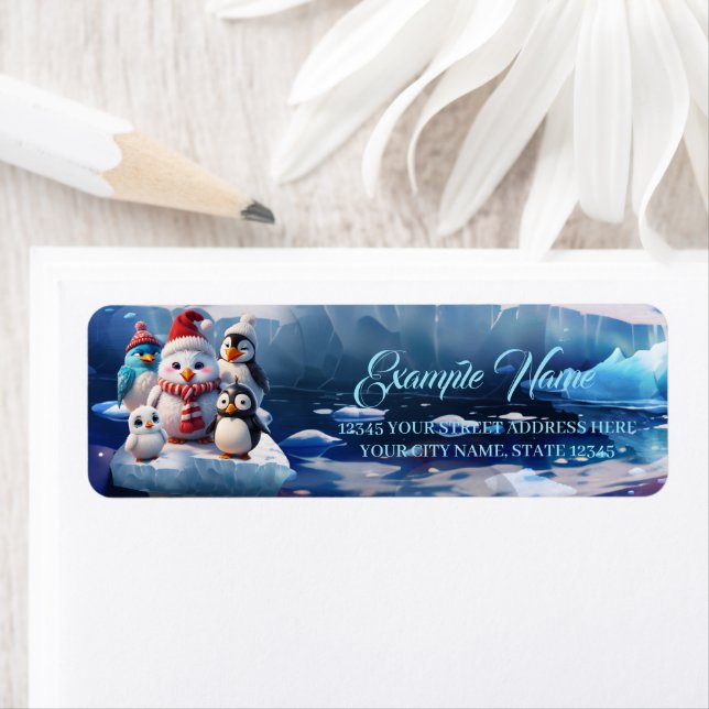 Etiqueta Pinguins bonitos estilo cartoon (Insitu)